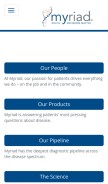 How myriad.com looks like on a mobile device such as an iPhone.