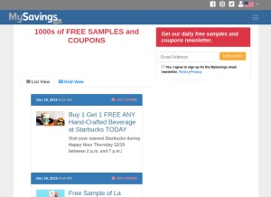 How mysavings.com looks like on a tablet such as an iPad.