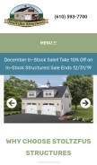 How mysheds.com looks like on a mobile device such as an iPhone.