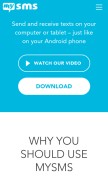 How mysms.com looks like on a mobile device such as an iPhone.