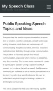 How myspeechclass.com looks like on a mobile device such as an iPhone.