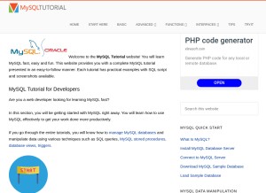 How mysqltutorial.org looks like on a tablet such as an iPad.