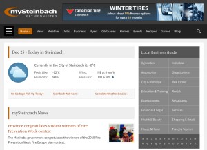 How mysteinbach.ca looks like on a tablet such as an iPad.