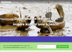 How mysteryscience.com looks like on a tablet such as an iPad.