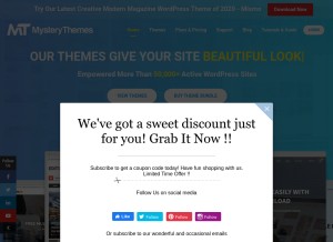 How mysterythemes.com looks like on a tablet such as an iPad.