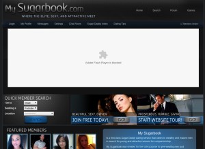 How mysugarbook.com looks like on a tablet such as an iPad.