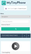 How mytinyphone.com looks like on a mobile device such as an iPhone.