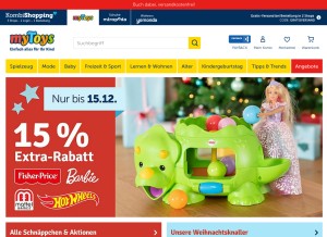 How mytoys.de looks like on a tablet such as an iPad.