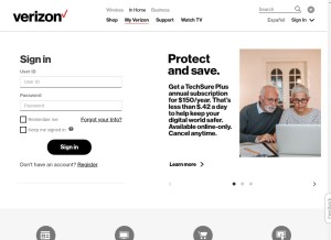 How myverizon.com looks like on a tablet such as an iPad.