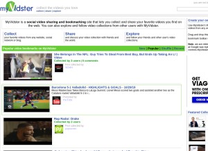 How myvidster.com looks like on a tablet such as an iPad.