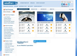 How myweather2.com looks like on a tablet such as an iPad.