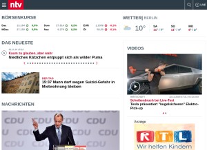 How n-tv.de looks like on a tablet such as an iPad.