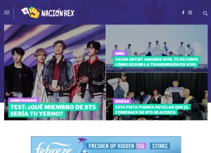 How nacionrex.com looks like on a tablet such as an iPad.