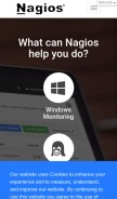 How nagios.com looks like on a mobile device such as an iPhone.