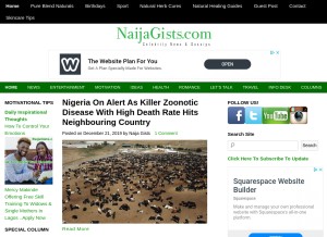 How naijagists.com looks like on a tablet such as an iPad.