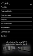 How naimaudio.com looks like on a mobile device such as an iPhone.