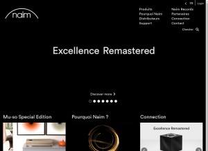 How naimaudio.com looks like on a tablet such as an iPad.