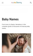 How nameberry.com looks like on a mobile device such as an iPhone.