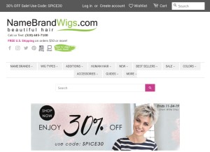 How namebrandwigs.com looks like on a tablet such as an iPad.