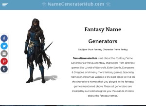 How namegeneratorhub.com looks like on a tablet such as an iPad.