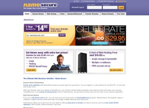 How namesecure.com looks like on a tablet such as an iPad.