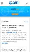 How nami.org looks like on a mobile device such as an iPhone.