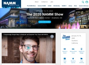 How namm.org looks like on a tablet such as an iPad.