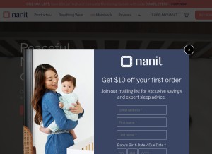 How nanit.com looks like on a tablet such as an iPad.
