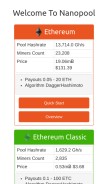 How nanopool.org looks like on a mobile device such as an iPhone.