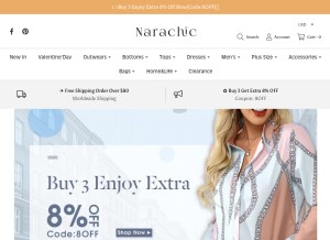 How narachic.com looks like on a tablet such as an iPad.