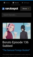 How naruspot.tv looks like on a mobile device such as an iPhone.