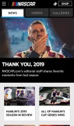 How nascar.com looks like on a mobile device such as an iPhone.