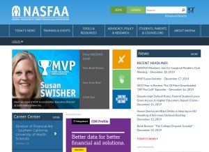 How nasfaa.org looks like on a tablet such as an iPad.
