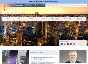 How nashville.gov looks like on a tablet such as an iPad.