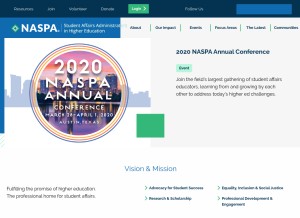 How naspa.org looks like on a tablet such as an iPad.