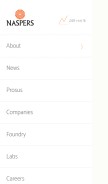 How naspers.com looks like on a mobile device such as an iPhone.