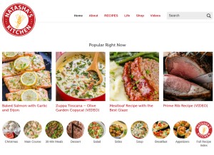 How natashaskitchen.com looks like on a tablet such as an iPad.