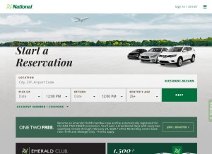 How nationalcar.com looks like on a tablet such as an iPad.