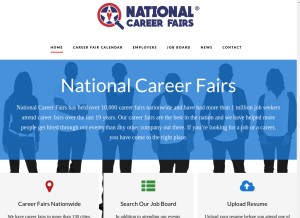 How nationalcareerfairs.com looks like on a tablet such as an iPad.