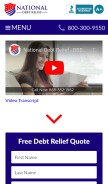 How nationaldebtrelief.com looks like on a mobile device such as an iPhone.