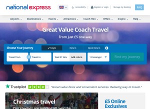 How nationalexpress.com looks like on a tablet such as an iPad.