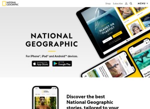 How nationalgeographic.app looks like on a tablet such as an iPad.