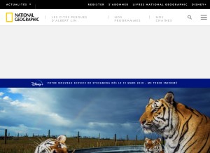 How nationalgeographic.fr looks like on a tablet such as an iPad.