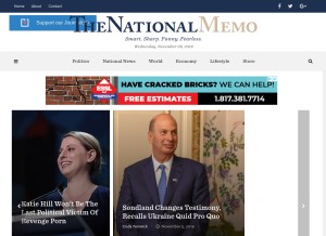 How nationalmemo.com looks like on a tablet such as an iPad.