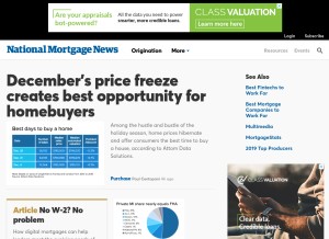 How nationalmortgagenews.com looks like on a tablet such as an iPad.