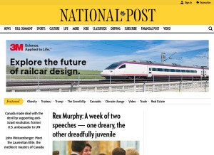 How nationalpost.com looks like on a tablet such as an iPad.