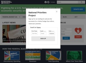 How nationalpriorities.org looks like on a tablet such as an iPad.