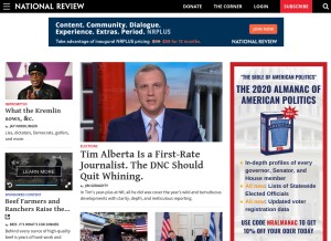 How nationalreview.com looks like on a tablet such as an iPad.