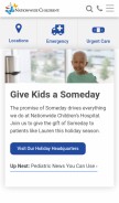 How nationwidechildrens.org looks like on a mobile device such as an iPhone.