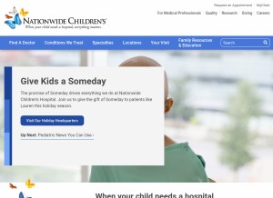 How nationwidechildrens.org looks like on a tablet such as an iPad.